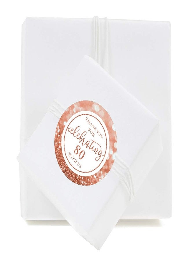 Andaz Press Glitzy Faux Rose Gold Glitter Round Sticker Labels, Thank You for Celebrating 80 with Us, 80th Birthday or Anniversary, 40-Pack - Image 2
